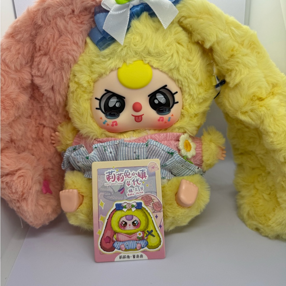 Baby Three Charming Yellow and Pink Plush Companion with A Special Eyes